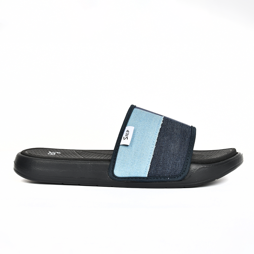 Step Arty PU Slide Sandal For Men - Blue - MEVBL101054