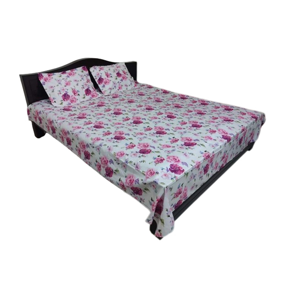 King Size Cotton Twill Double Bedsheet - Multicolor - BT-166