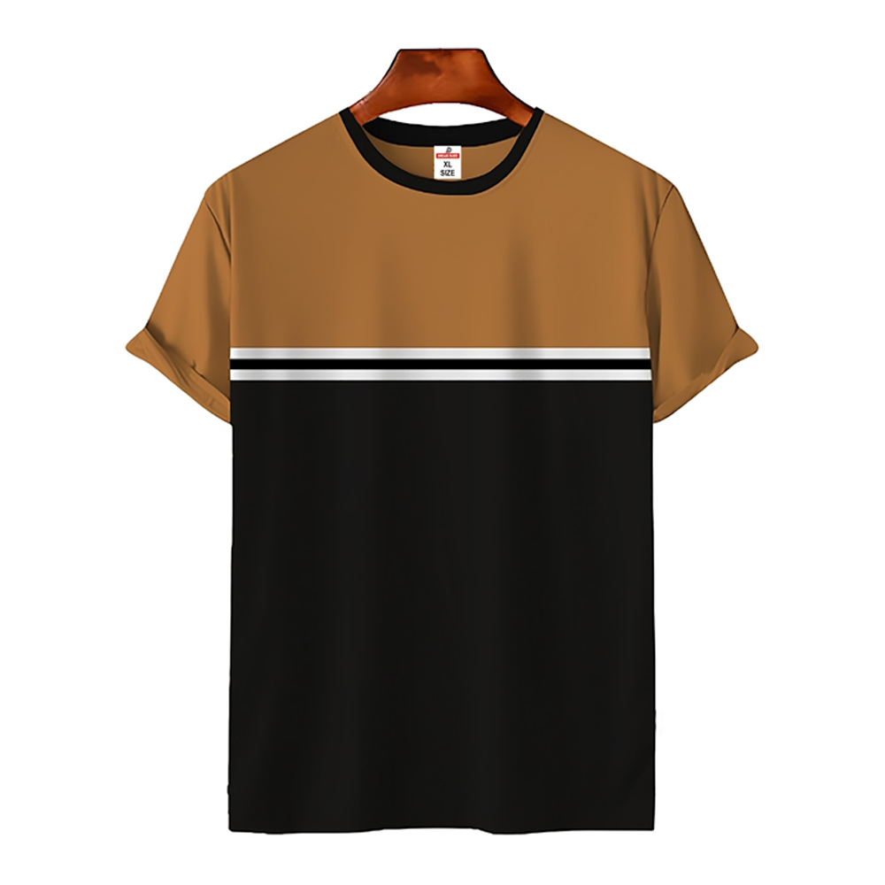 Cotton Half Sleeve T-Shirt For Men - Black and Coffee - DB03