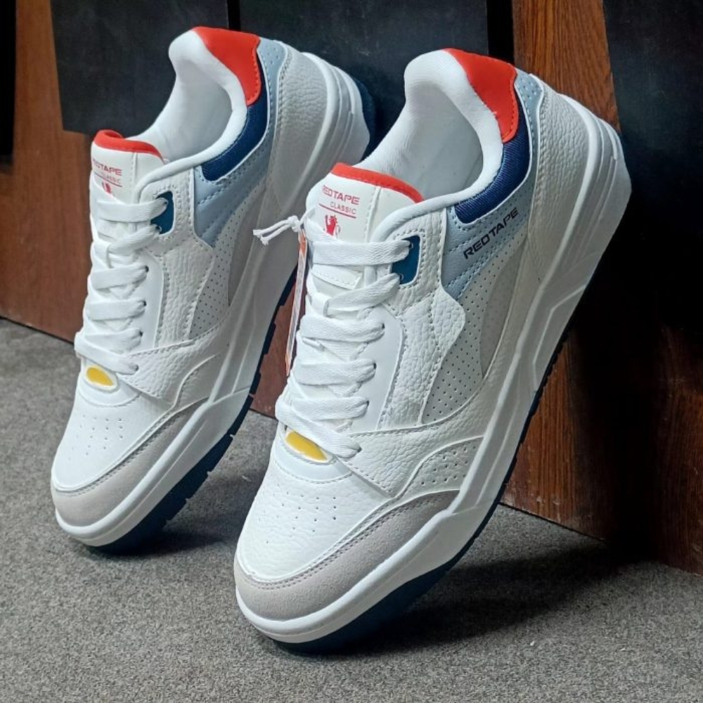Red Tape PU Casual Sneakers For Men - White Red