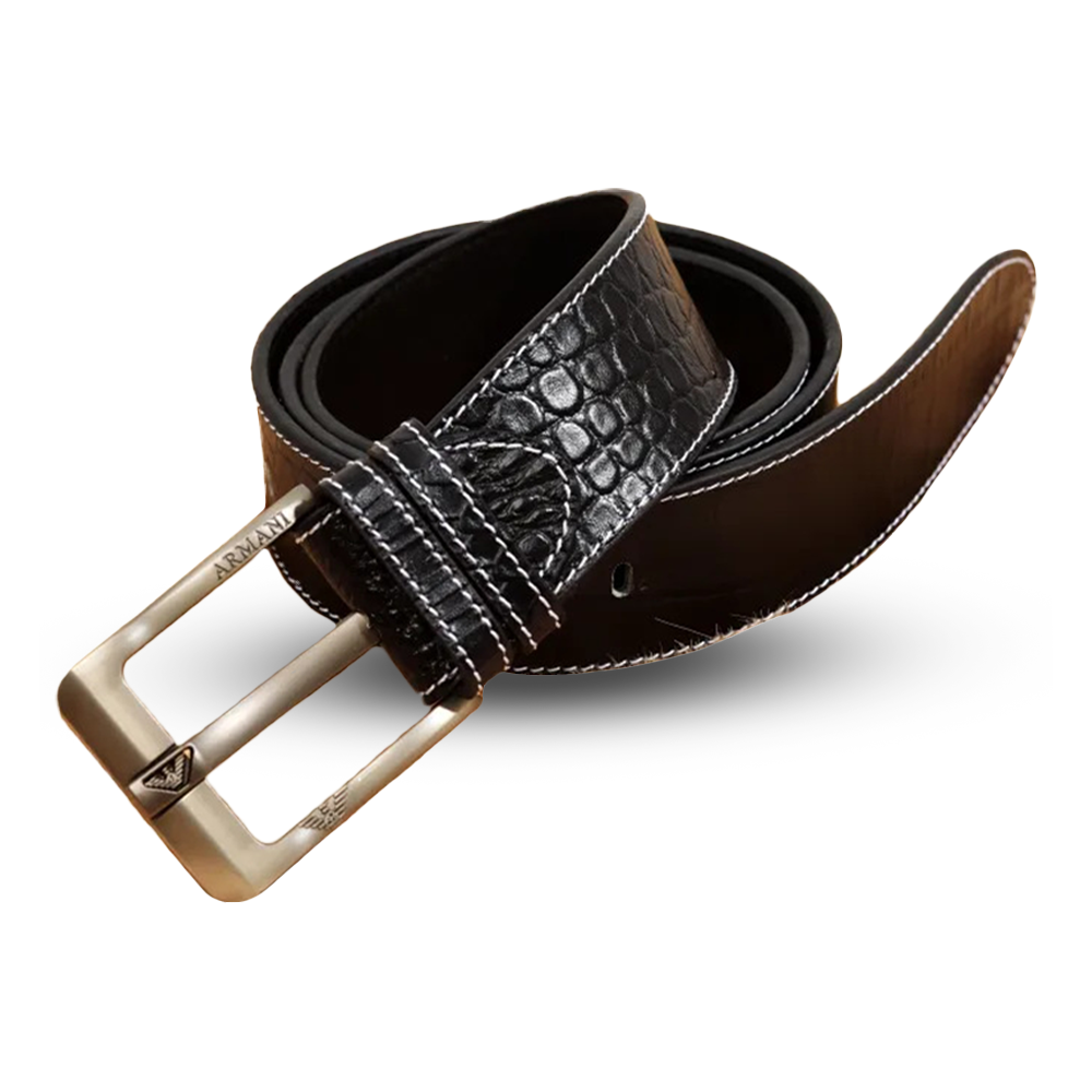 Leather Belt for Men - Black - AC-B3