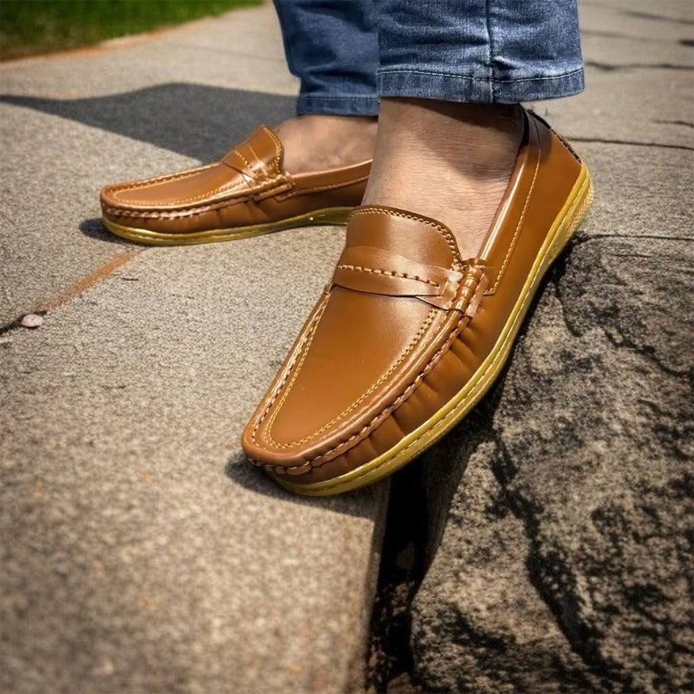 PU Leather Loafer Shoes for Men - Coffee