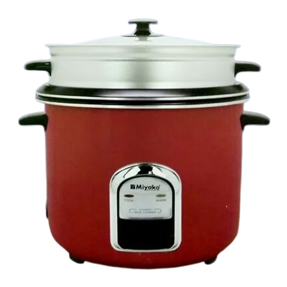 Miyako Double Pot Non-Stick With Glass Rice Cooker - 2.8 Liters - Red