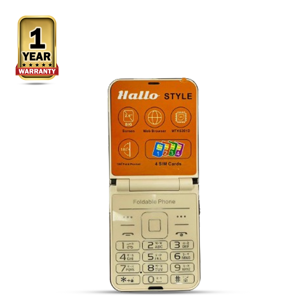 Hallo Style Fold Four Sim Feature Phone - Golden