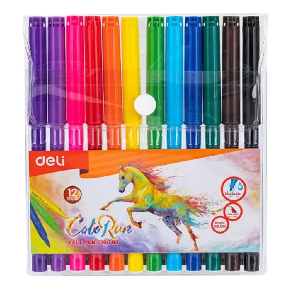 Deli EC10003 Washable Signing Pen - 12 Color 