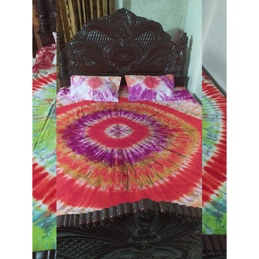 Batik Twill Cotton Double Bed Sheet - Multicolor - BA10