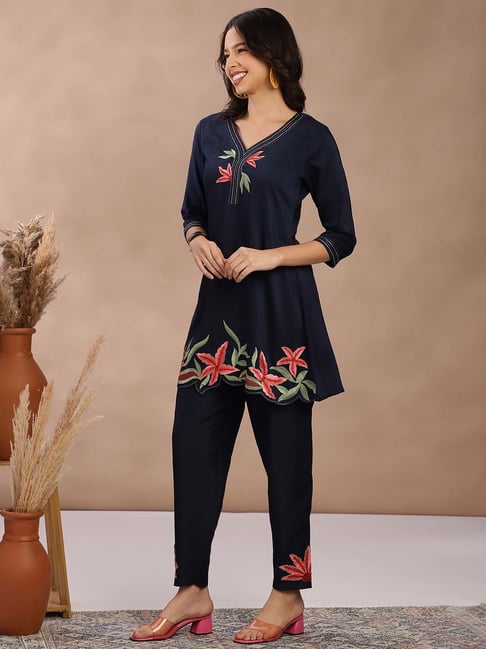 Sanchuri Pata VIP Cotton Readymade Two Piece For Women - Black