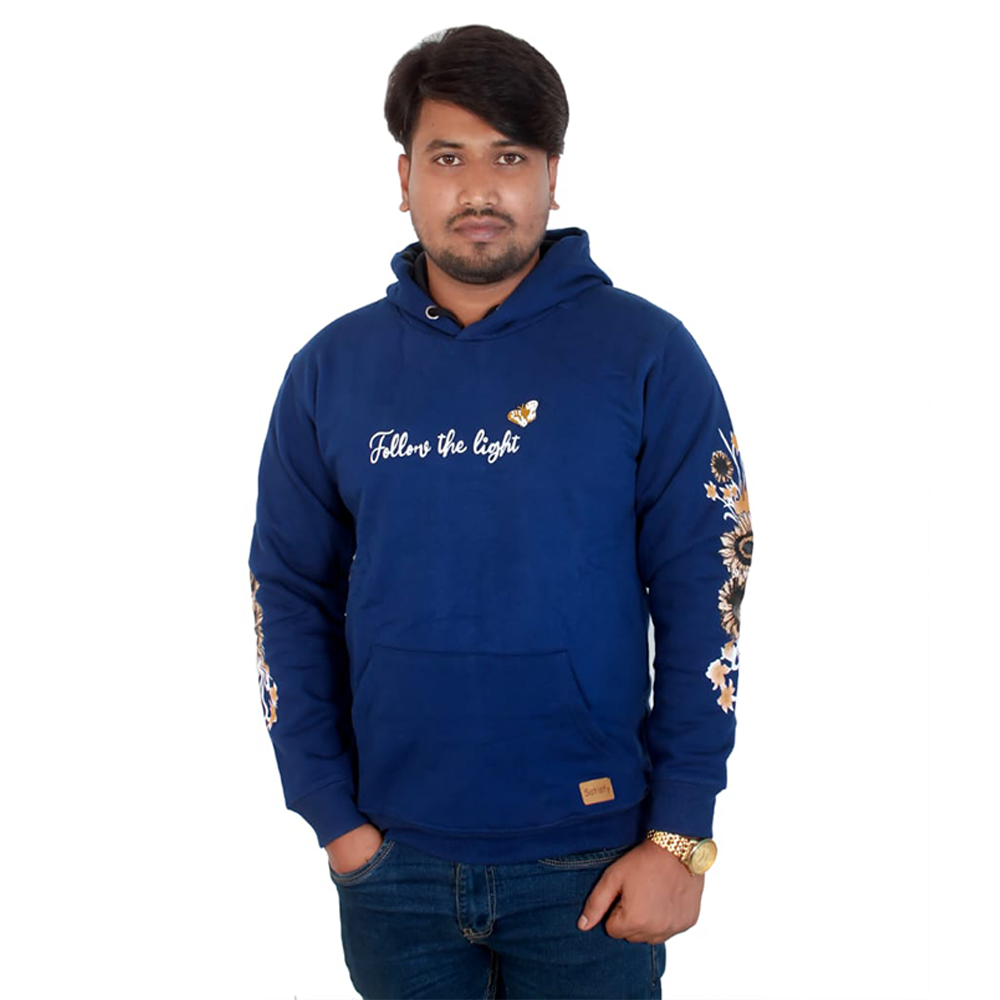 Cotton Hoodie For Men - Blue - H-290