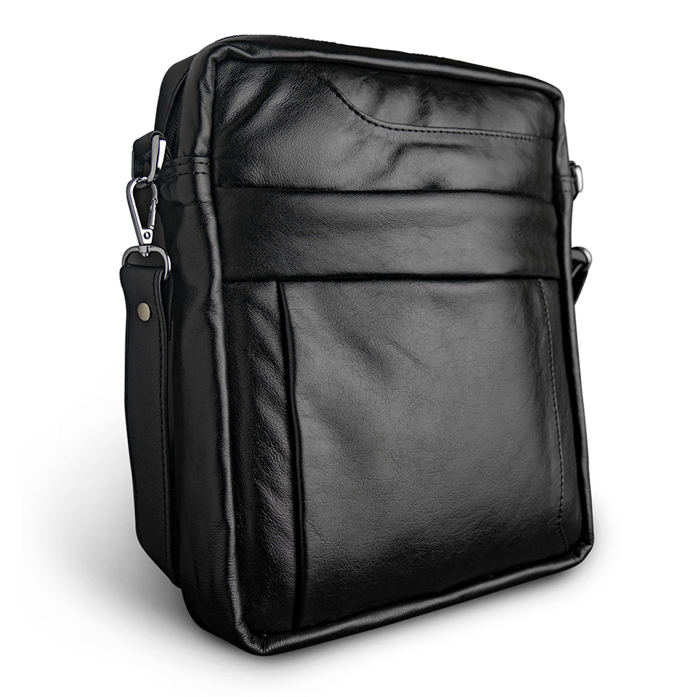 Leather Messenger Bag For Men - Black - MS-7
