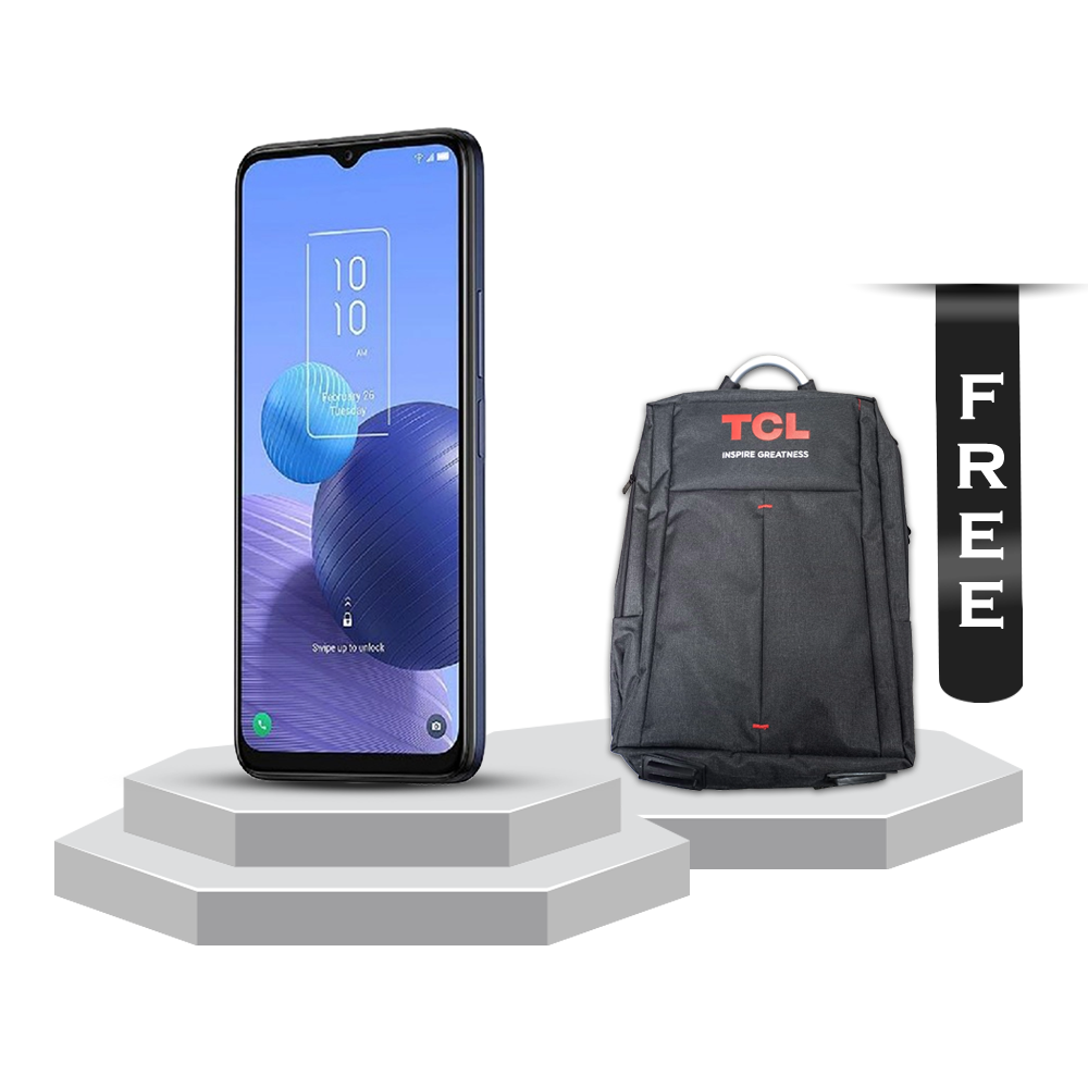 TCL 408 Smartphone - 4GB RAM - 128GB ROM - 50MP Camera - 6.6 Inch V-Notch Display with TCL Backpack Free