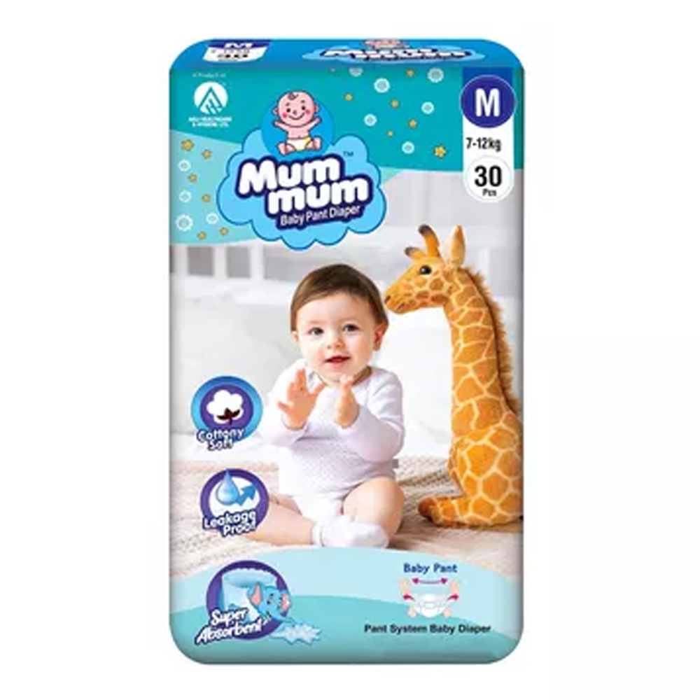 Mum Mum Baby Diapers Pant - M - 7-12Kg - 30Pcs