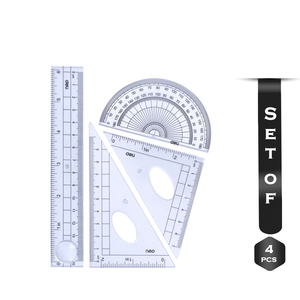 Set of 4 Pcs Deli E9597 Ruler Set