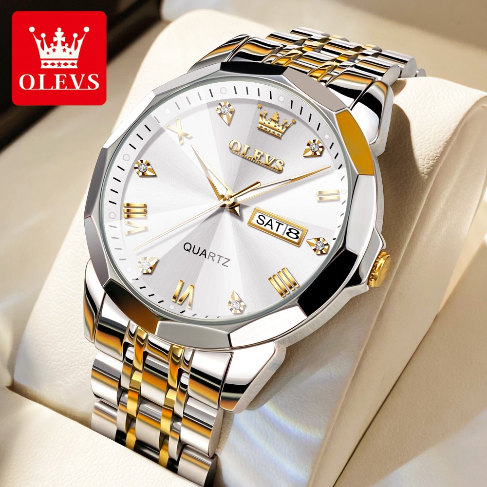 OLEVS 9931 Stainless Steel Analog Watch For Men - Silver White 