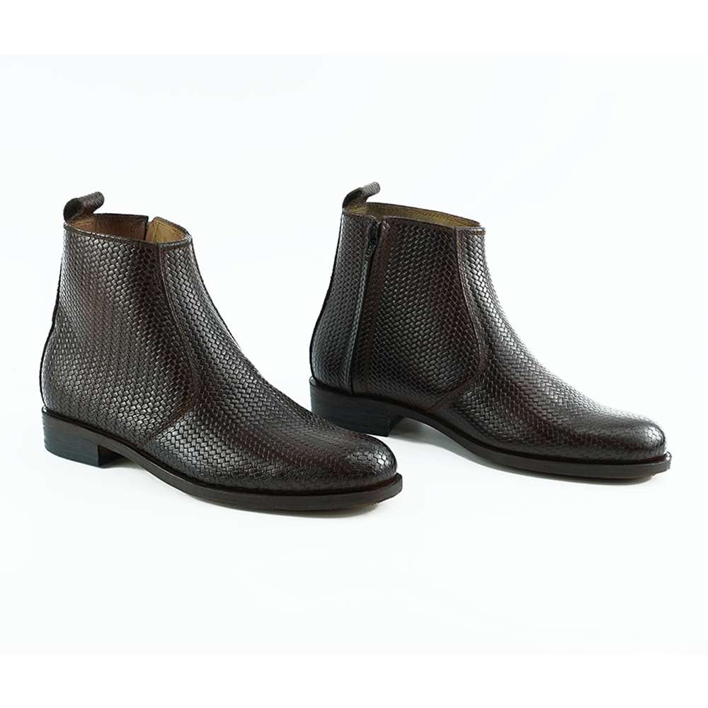 Leather Zipper Boots For Men - 	Chocolate - 106-011