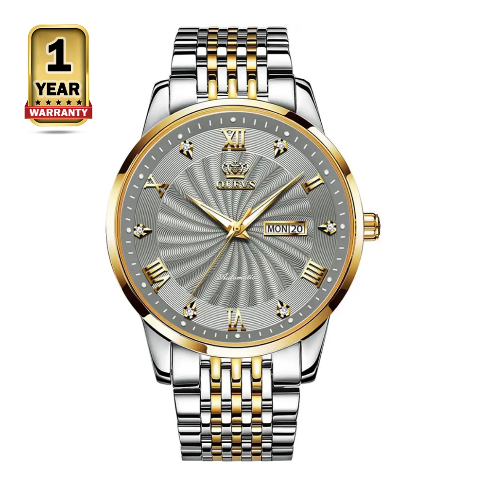 OLEVS 6630 Stainless Steel Watch For Men - Silver and Golden