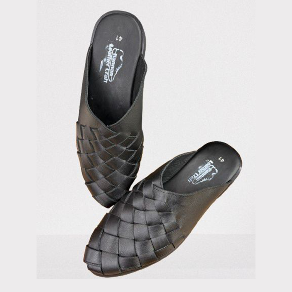 Leather Sandal For Men - Black - Eid4