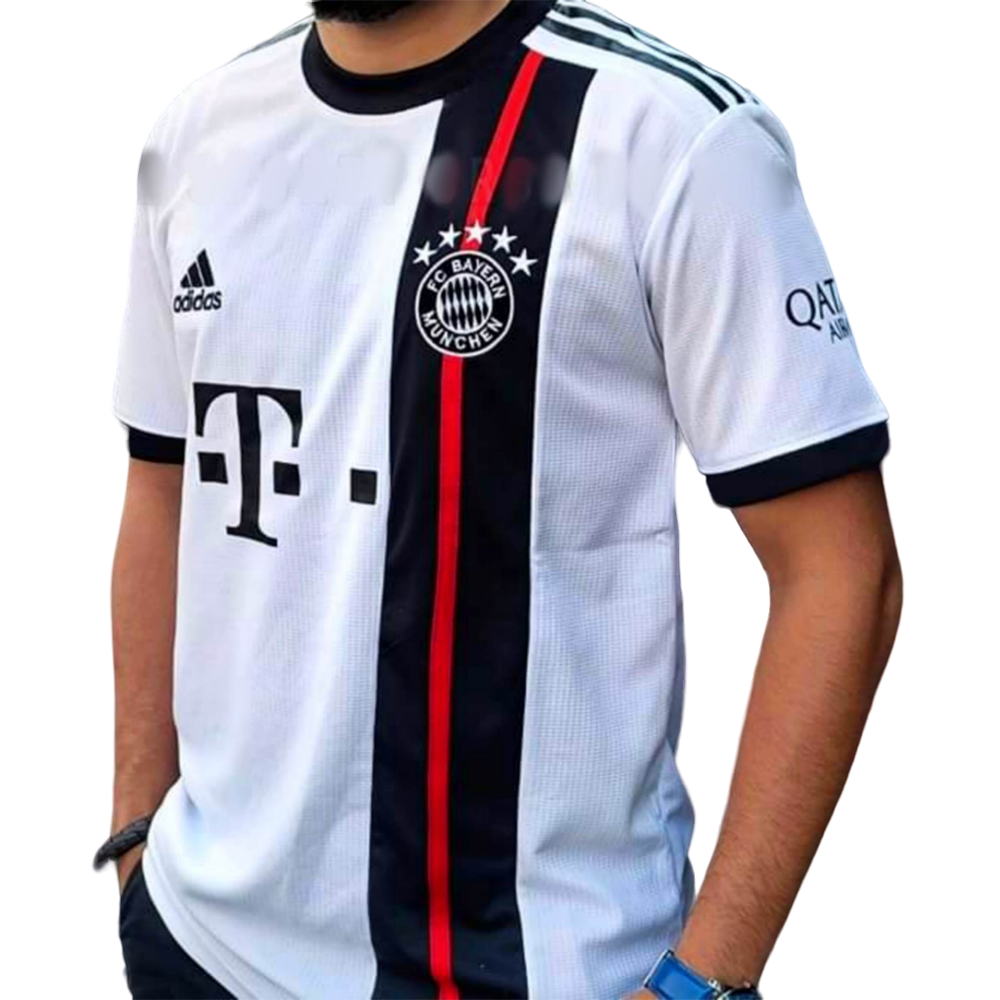 Bayern Munich Mesh and Polyester Half Sleeve Fan Version Jersey - White