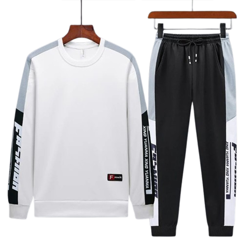 PP Hoodie with Trouser Full Track Suit for Men - Black And White - HT-N3