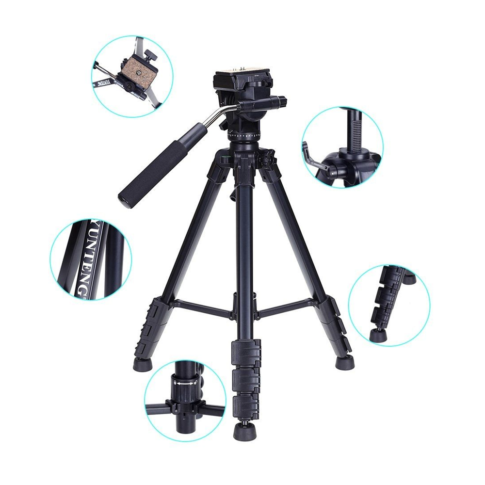 YUNTENG VCT -691 Professional Portable Aluminum Camera Tripod - Black