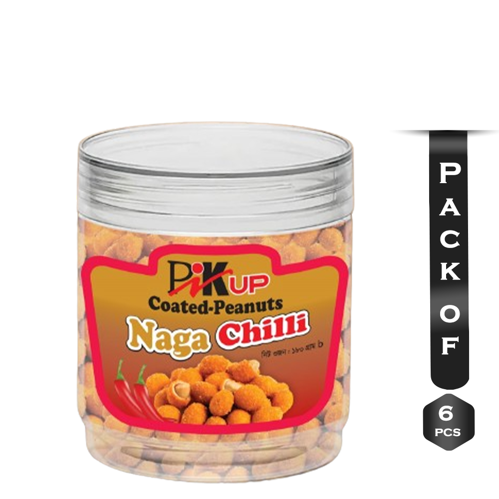 Pack of 6 Pcs Pikup Naga Chilli Coated Peanuts - 180gm