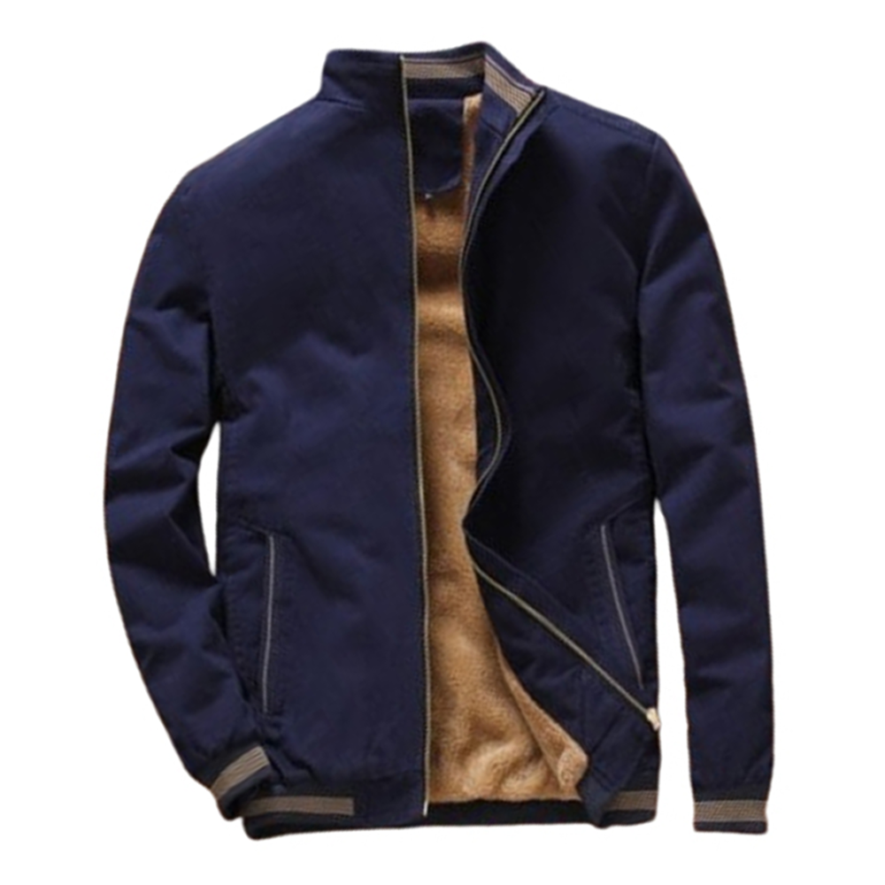 Cotton Fleece Full Sleeve Jacket For Men - Navy Blue - J-138