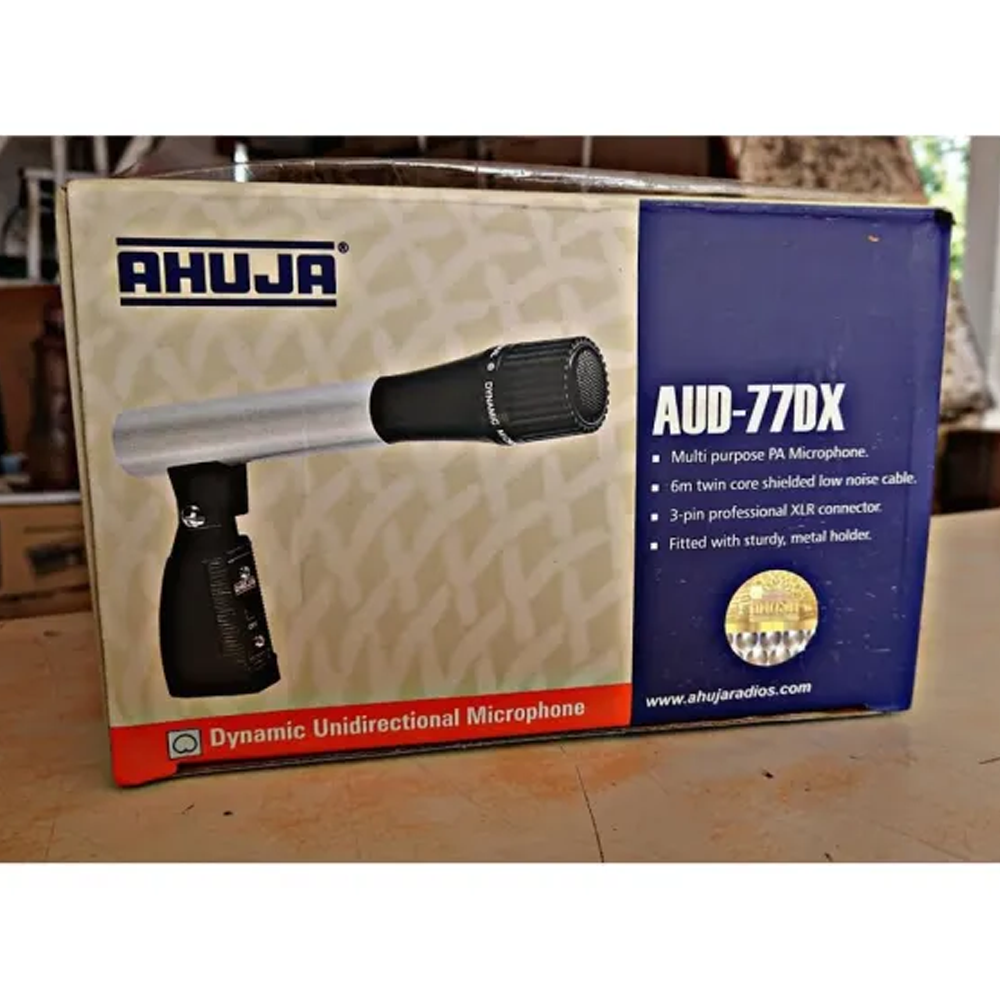 Ahuja Aud 77dx Metal Wired Microphone - Black and White