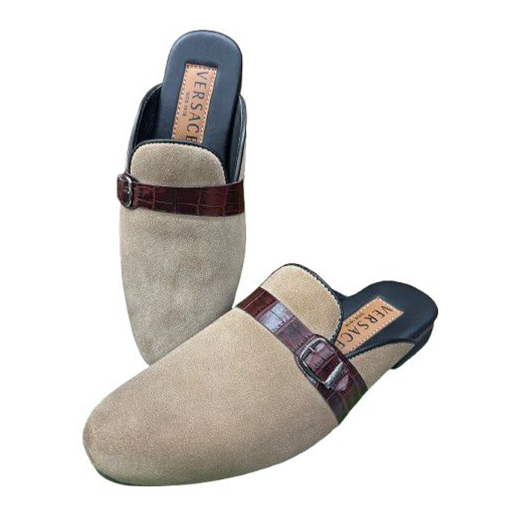 Suede Leather Half Shoe for Men - Beige - 004