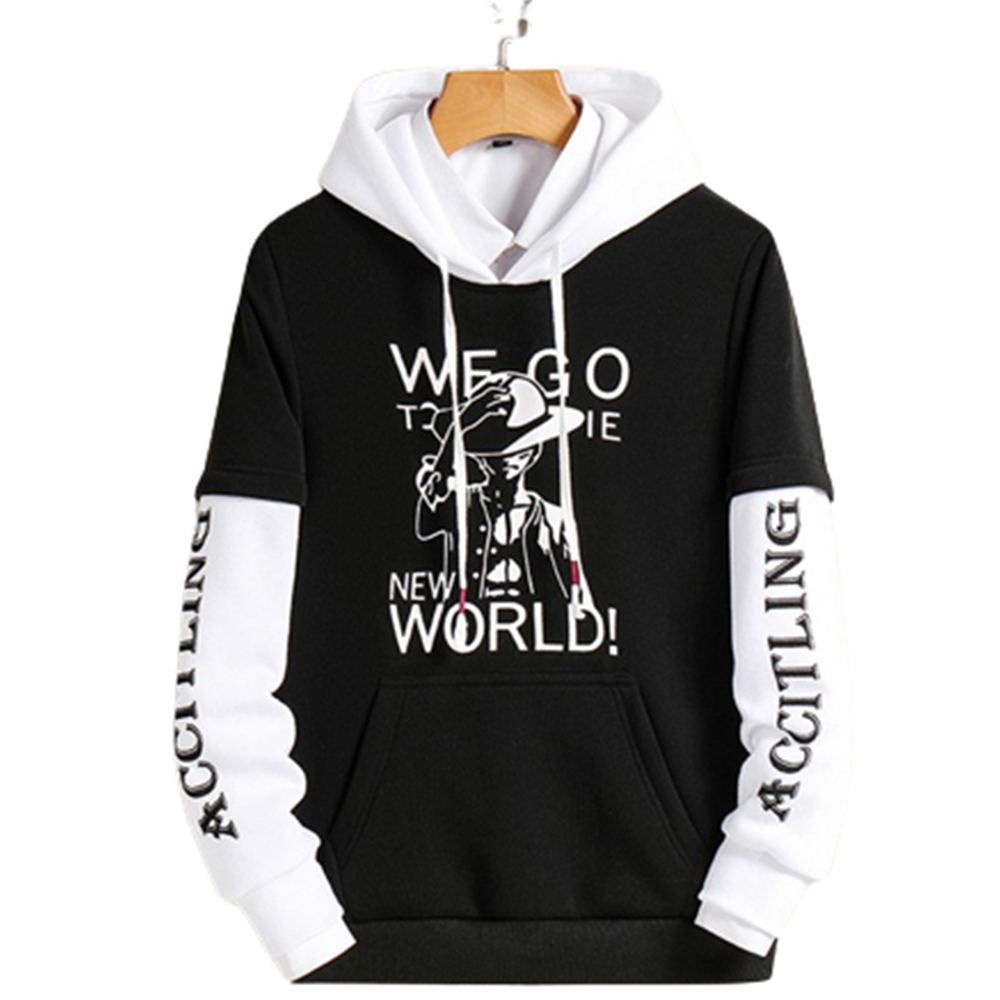 Cotton Hoodie For Men - Black and White - H-131