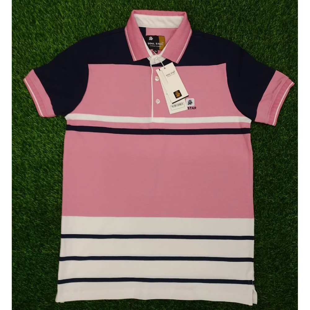 Cotton Polo T-Shirt For Men - Pink