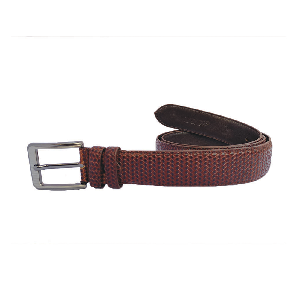 Black and White 1.5 inch Chocolate Leather Single Tongue Belt for men - BW11040697 - Chocolate