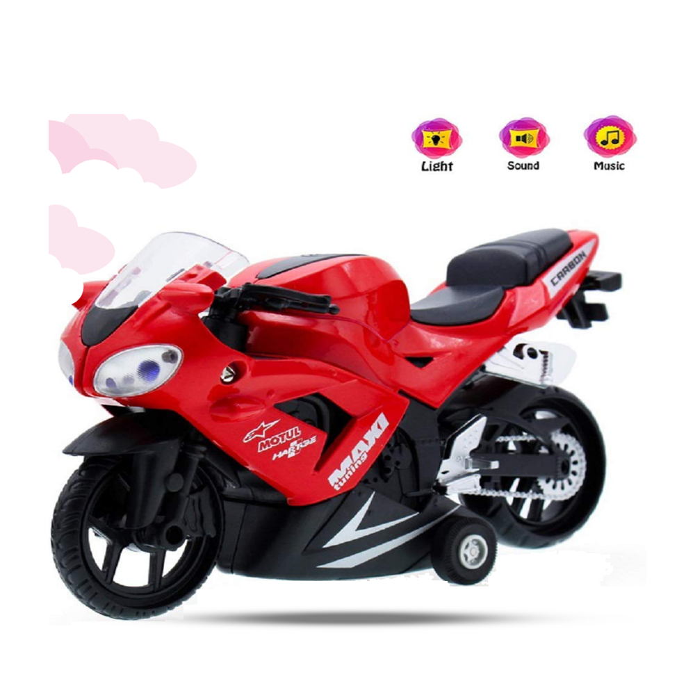  Motorcycle Bike Model Toy with Lights and Sound Sports Motorcycle - Red