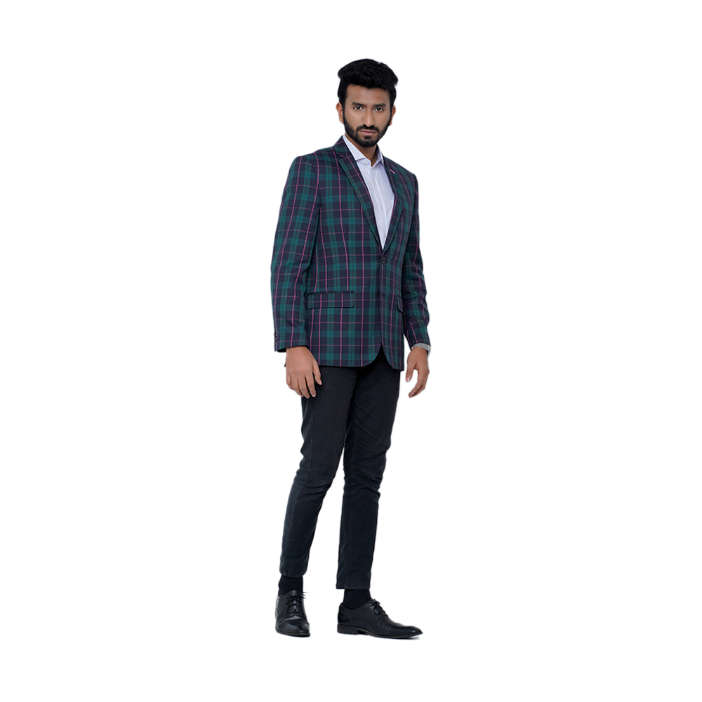 OCODE MSB-7739 Cotton Single Blazer For Men's - Navy Check