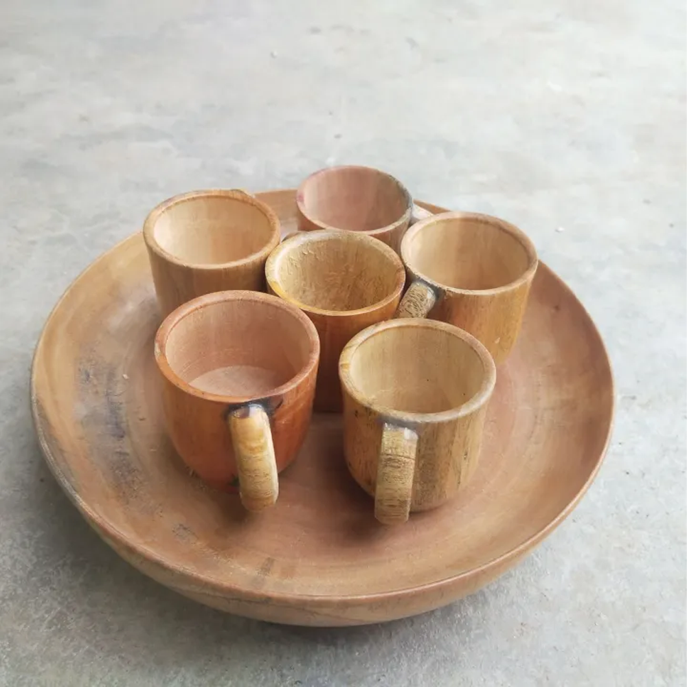 Set of 6 Pcs Wooden Color Tea Cup