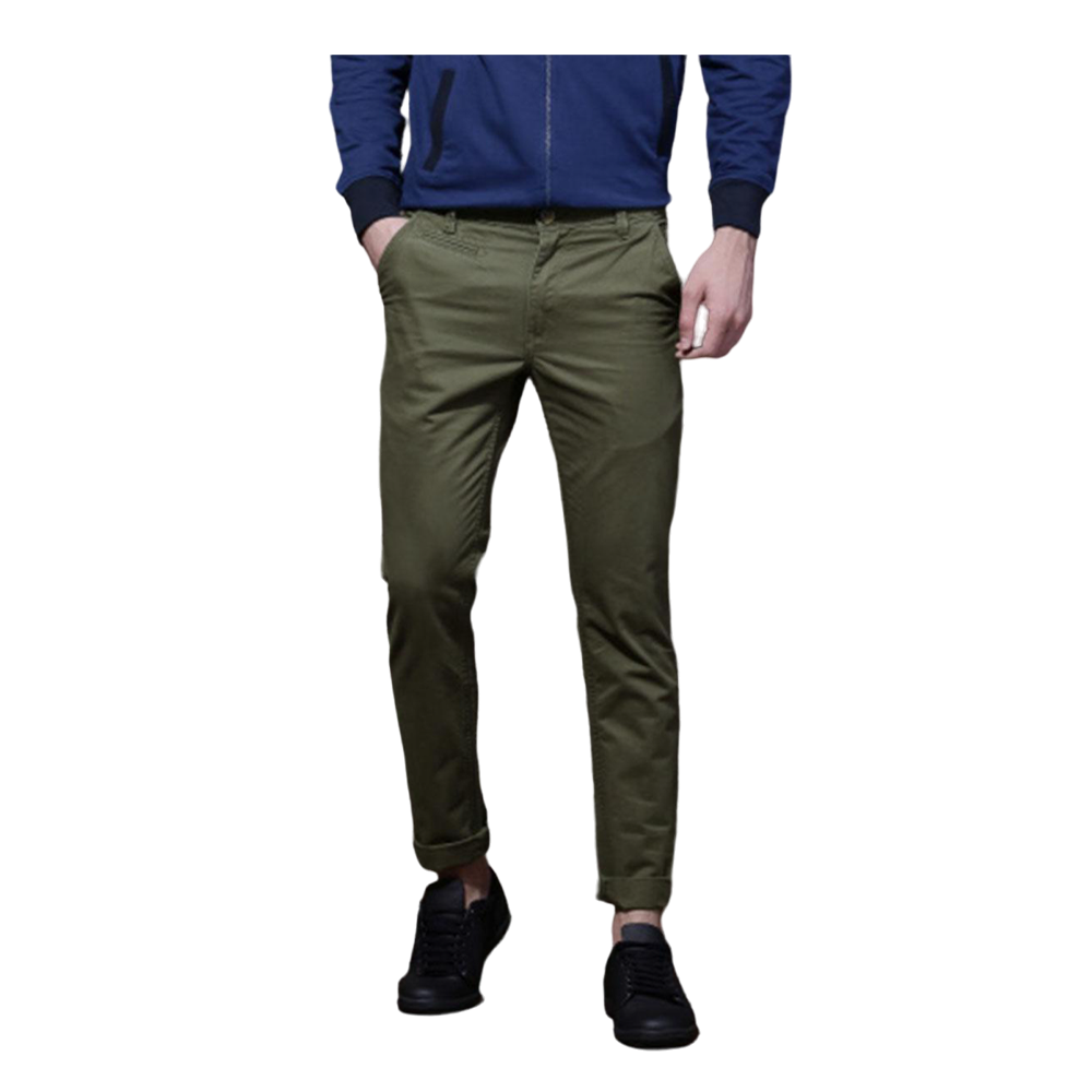 Cotton Chinos Gabardine Pant For Men - Olive - NZ-3171