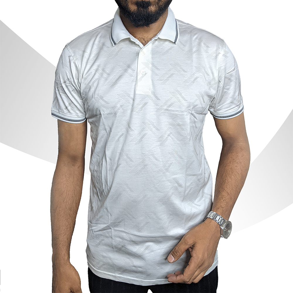 Mercerized Half Sleeve Polo For Men - White - PB61