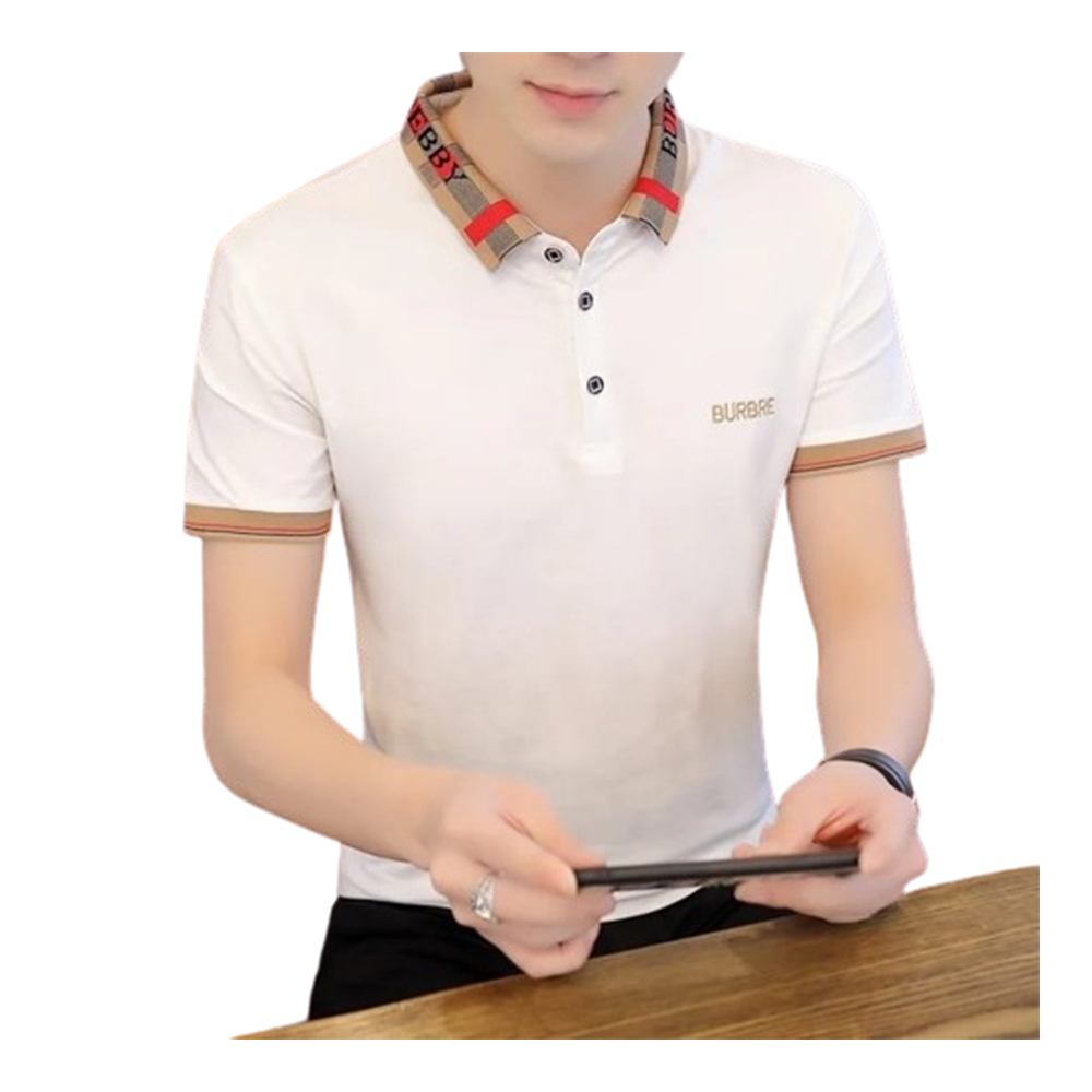 Cotton Half Sleeve Polo T-Shirt for Men - White - PT-M20