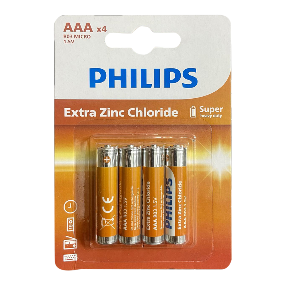 Pack Of 4Pcs Philips R6L4B-70 Extra Zinc Chloride Batteries - 1.5v - Orange 