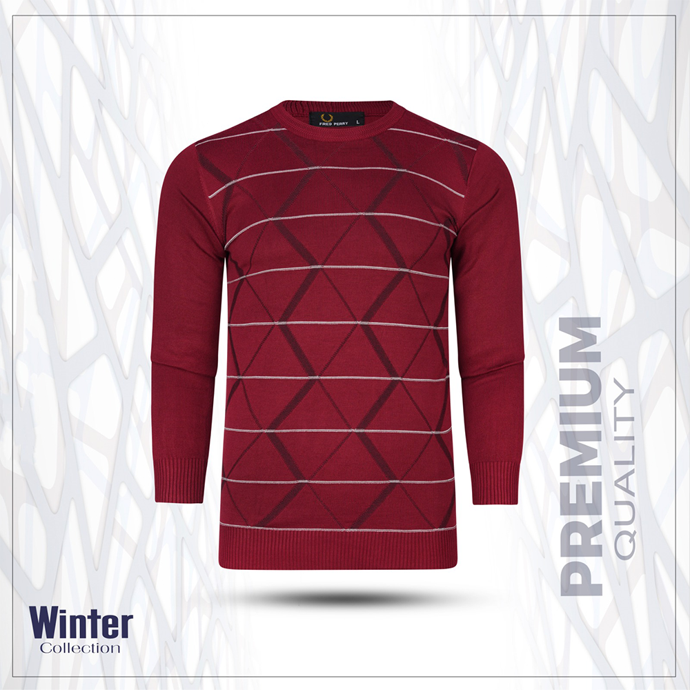 Viscose Full Sleeve Winter Sweater For Men - Maroon 