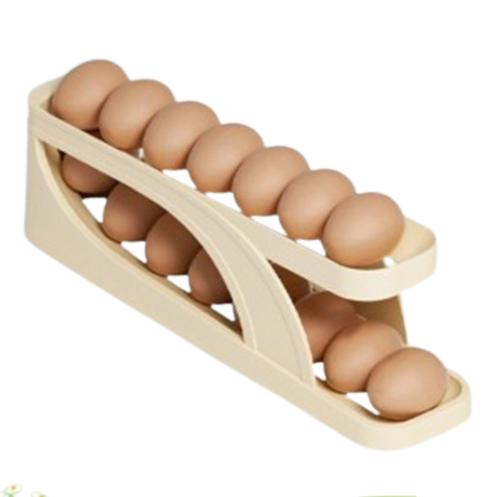 Plastic Rolldown Double Layered Egg Dispenser - Beige