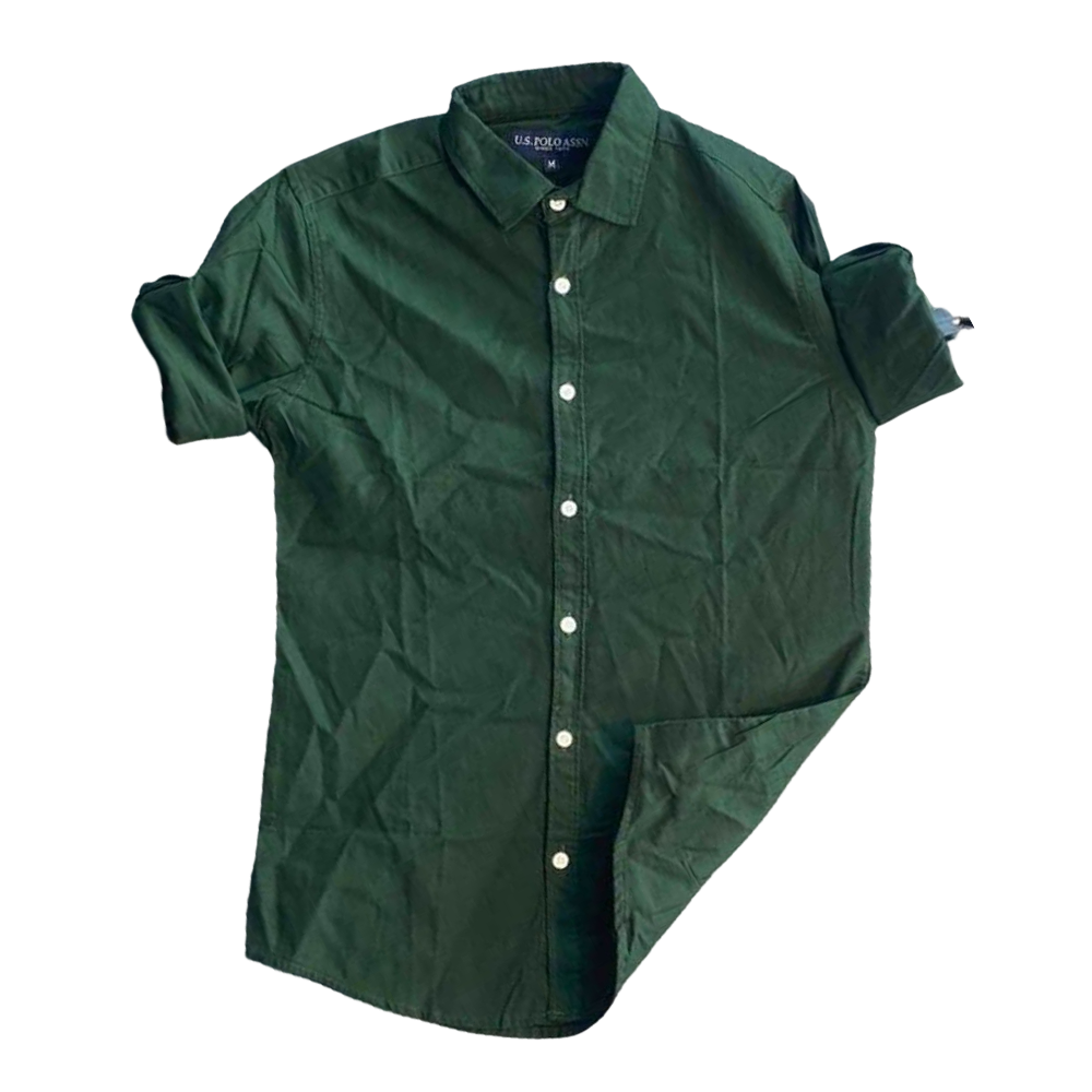 Cotton Full Sleeve Formal Shirt For Men - SRT-5020 - Dark Olive Green 