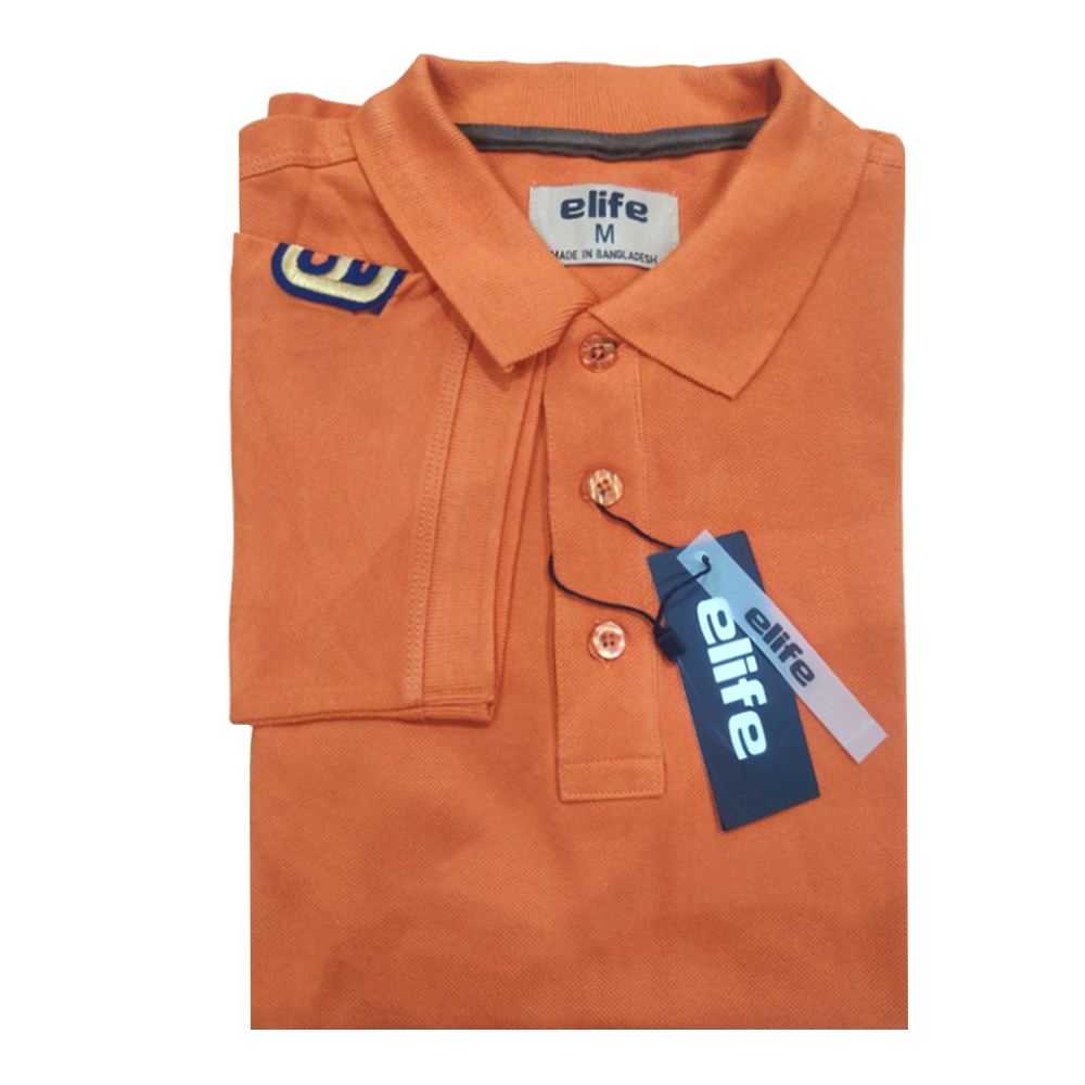 Evaly Cotton Half Sleeve Polo Shirt For Men - Orange