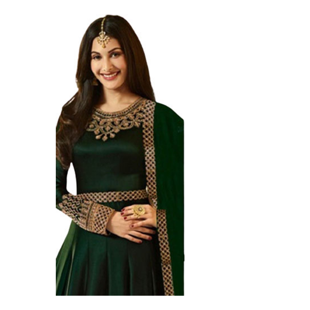 Soft Georgette Embroidery Unstitched Salwar Kameez For Women - Green - 4G-15