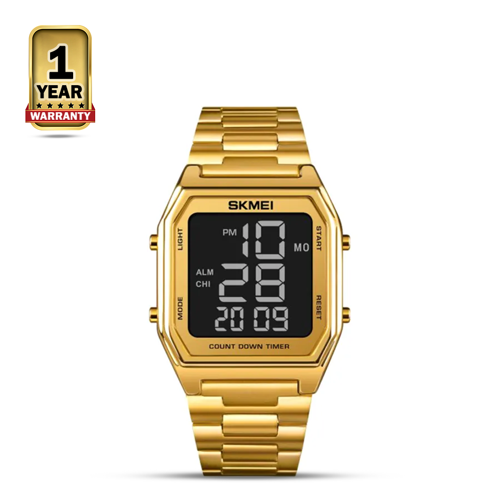 SKMEI 1735 Stainless Steel Digital Watch For Men - Black and Golden