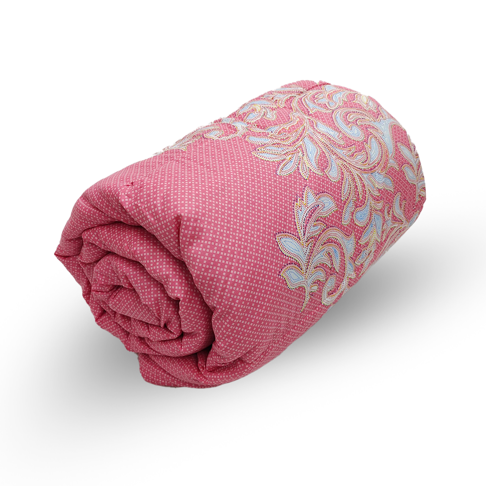 Ortha Mixed Cotton King Size Comforter Pink