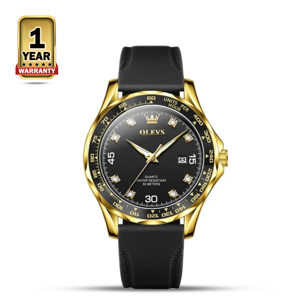 OLEVS 9988 Quartz Luxury Watch For Men - Golden Black