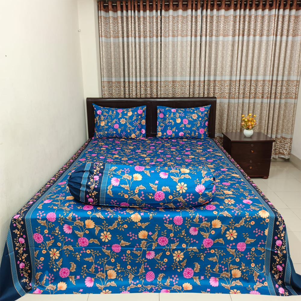 Twill Cotton King Size Bedsheet - Multicolor - 02