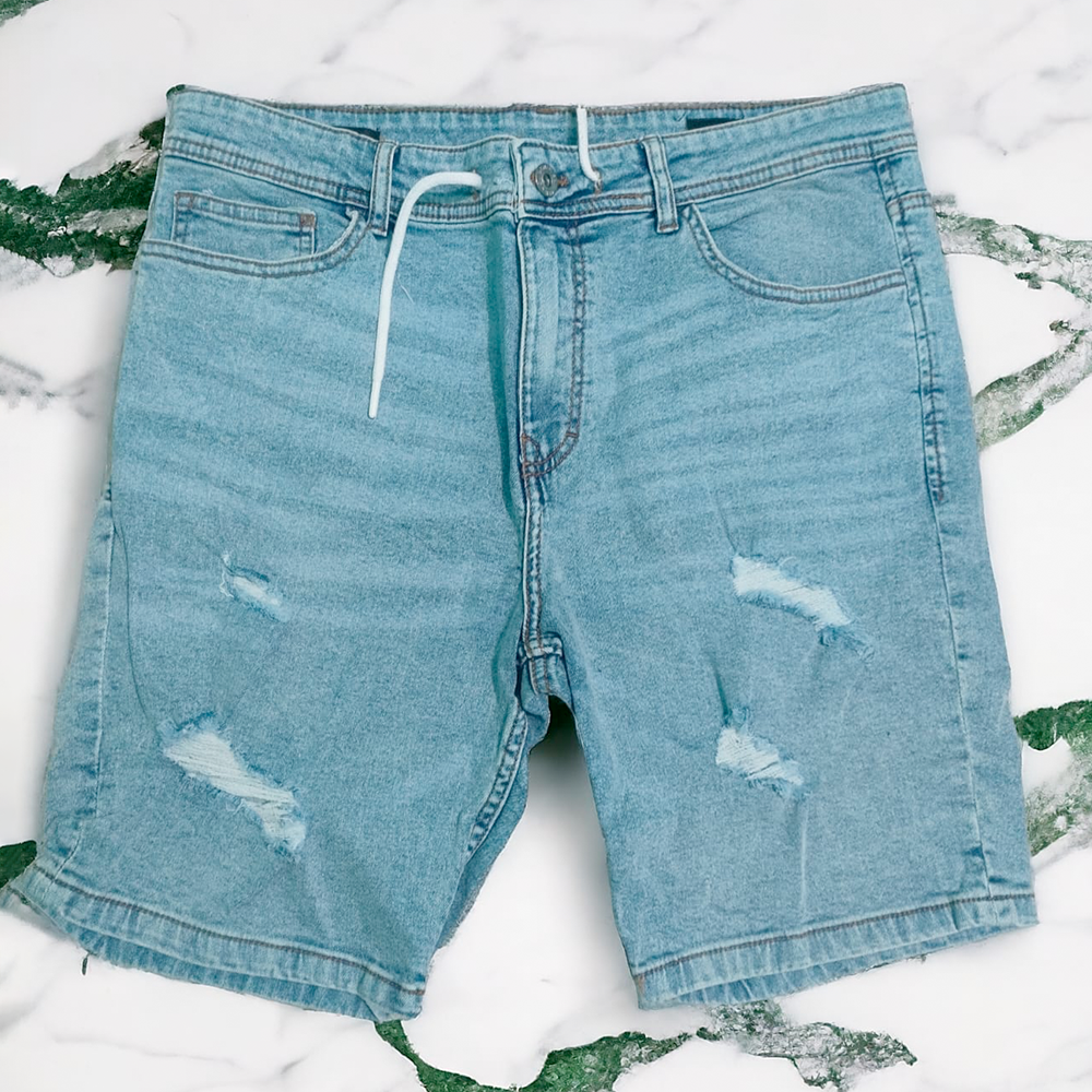 Cotton Denim Short Pant For Men - Light Blue