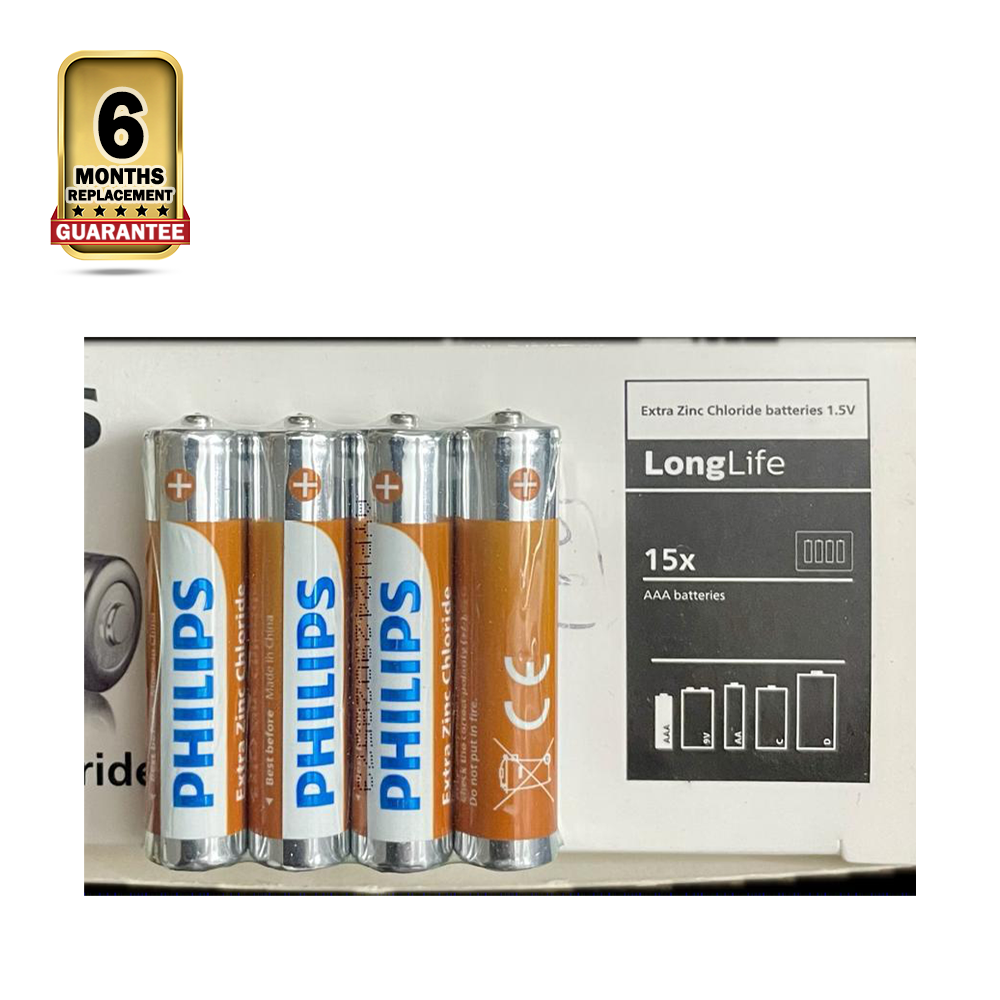 Pack Of 4Pcs Philips R6L4B-70 Extra Zinc Chloride AA Battry For Toys and Wall Clock - 2500Mah