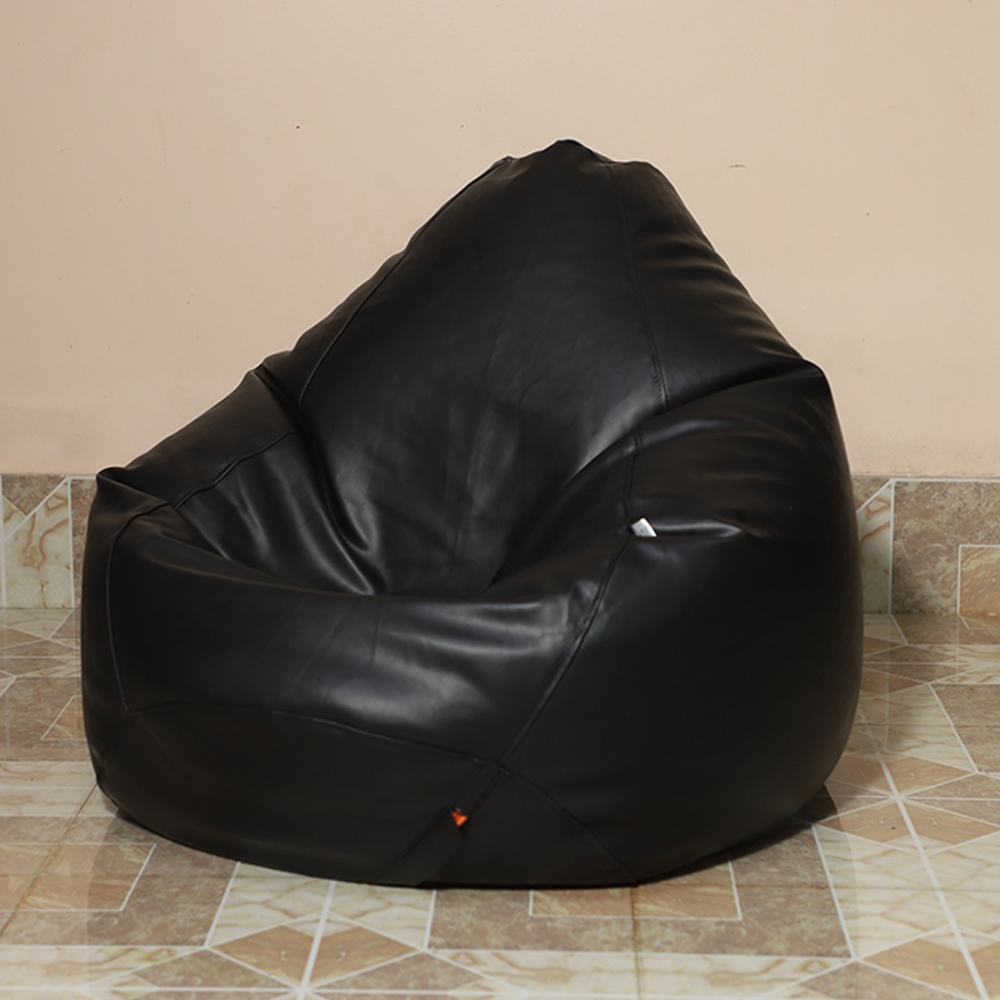 Leather Bean Bag XXL With Extended Back Support - Black - APL2BL
