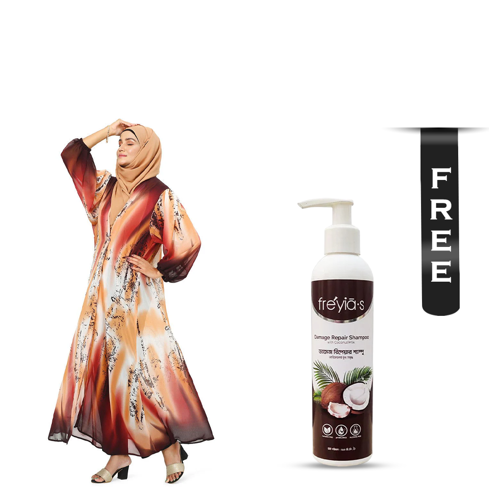 Buy Hiba Georgette Fabric Shrug for Women - 0723 000202 - Maroon Shaded and Get Freyias Damage Repair Shampoo with Coconut Milk - 220ml Free